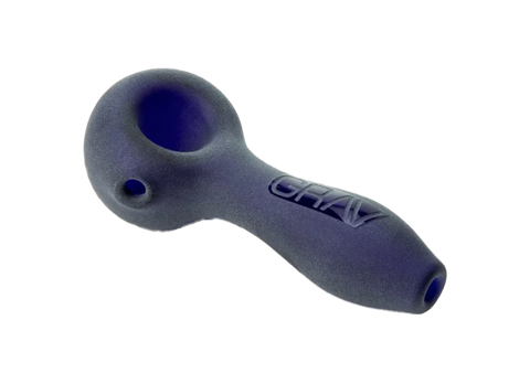 GRAV Glass sand blasted spoon. textured blue color.