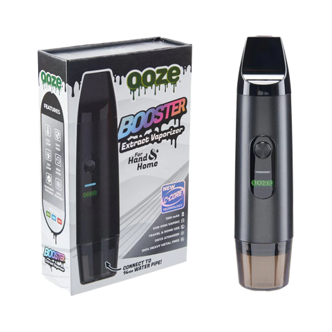 Ooze Booster Extract Vaporizer device in black. White and black package.