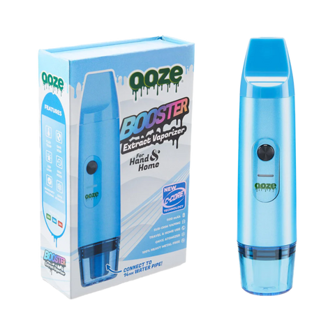 Ooze Booster Extract Vaporizer device in Blue. White and Blue package.