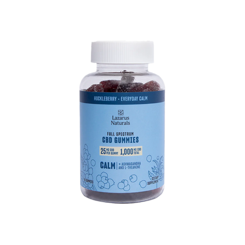 Lazarus Naturals Calm CBD Gummies 40ct. Blue package.