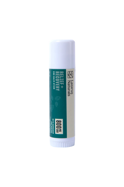 Lazarus Naturals Relief and Recovery Stick, 800mg size, green and white tube.
