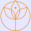 plant sprouting icon, orange color blue background