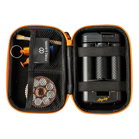 Storz and Bickel Mighty+ case with device and accessories.