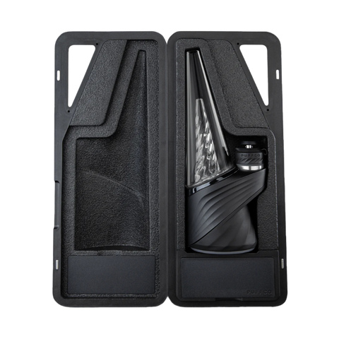 Puffco Peak Pro concentrate vape device in black with black case.