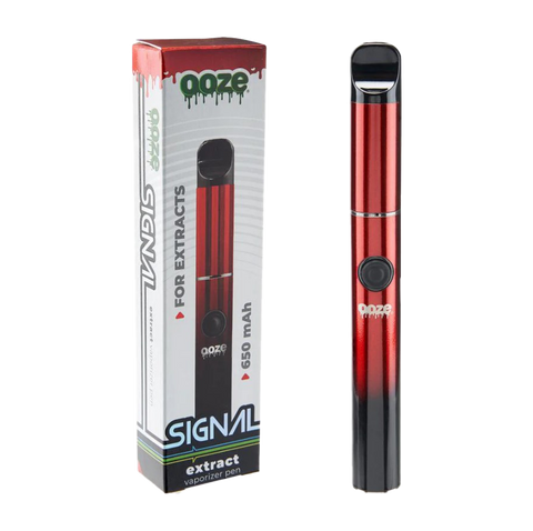 Ooze Signal concentrate vaporizer in Red. Red and white package.