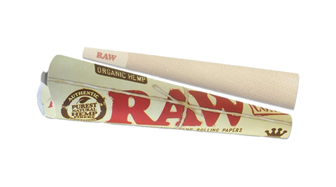 RAW Organic King Size Cones 3 pack White package with red and brown letters.