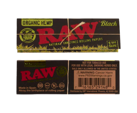 RAW Black 1.25 papers. Black package with red letters.