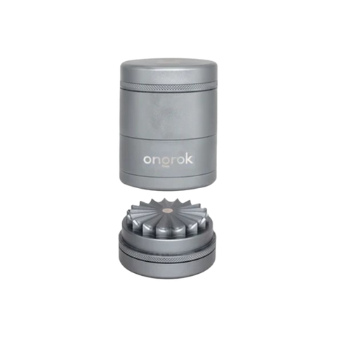ONGROK silver grinder showing the texture of the grind wheel.