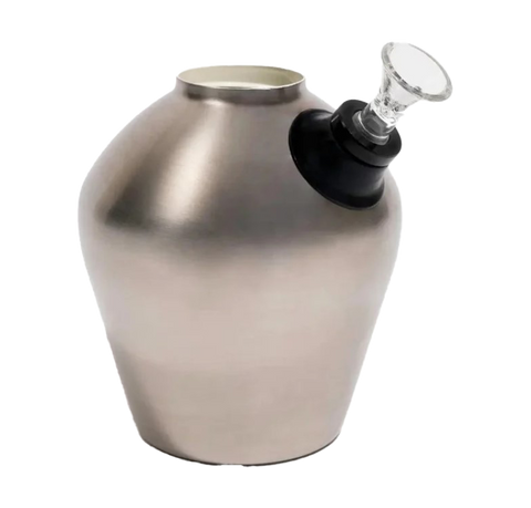 Chill Pipe Metal Base in stainless steel. with glass bowl.