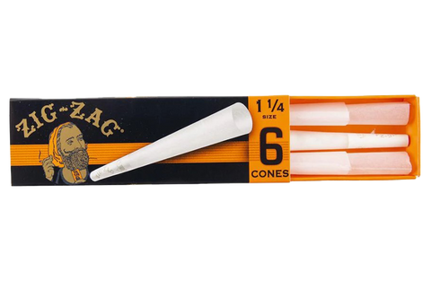 Zig Zag 1.25 cones 6 pack. black and orange package white papers.