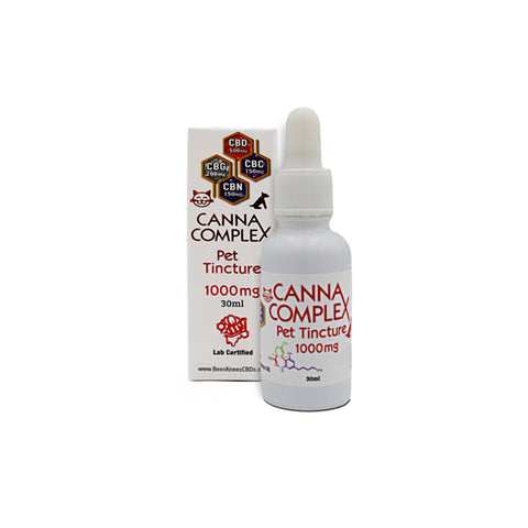 Cannacomplex CBD Pet Tincture, white bottle with red lettering