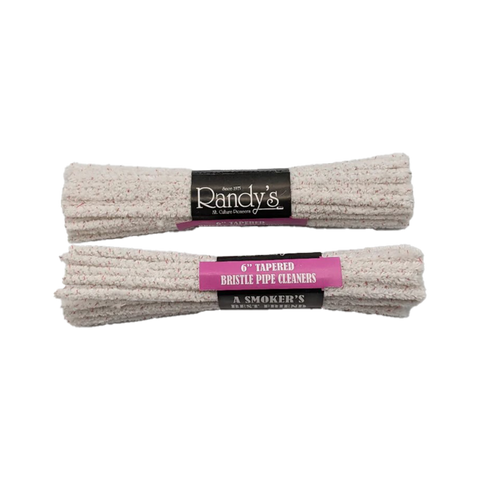 Randys 6" Tapered Bristle Pipe Cleaners. White Pipe Cleaners with black band.