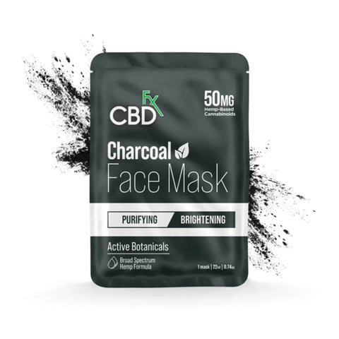 CBDfx Charcoal Face Mask, Black package with white lettering.