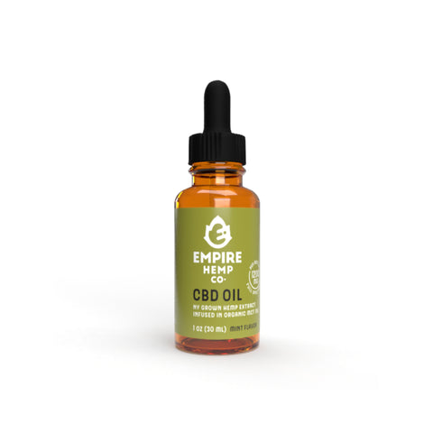 Empire Hemp Co. Mint Flavor Tincture 1200mg CBD. Amber bottle green label.