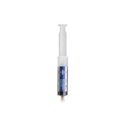 Lazarus Naturals CBD RSO dart. 50ml size. Clear syringe, white and blue label. 