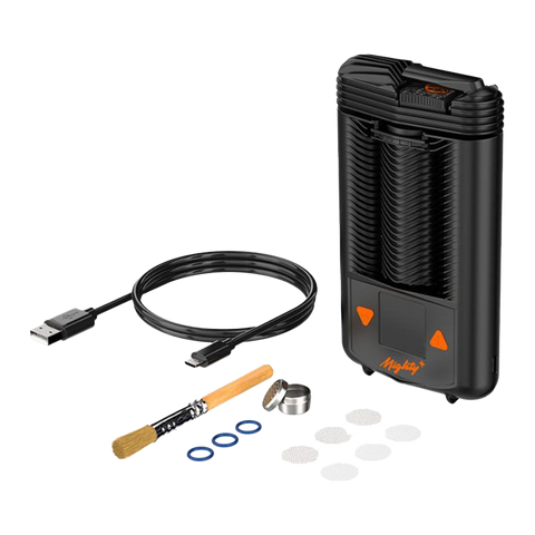 Storz and Bickel Mighty+ Kit with device and accessories.