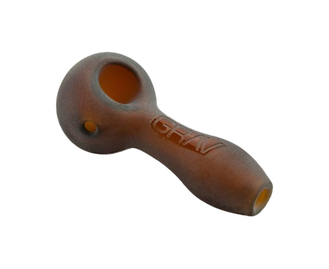 GRAV Glass sand blasted spoon. Textured amber color.