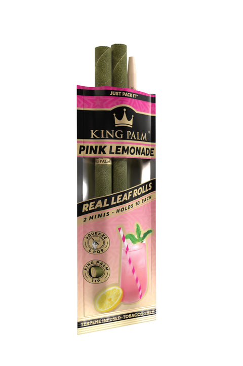 King Palm leaf rolls, pink lemonade flavor, pink and black package