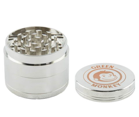 Green Monkey 50mm 4 piece grinder. silver color.