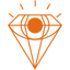 Diamon shaped icon with eyeball, orange icon