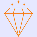 Diamon shaped icon, orange icon blue background
