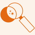 Magnifying glass style icon orange color