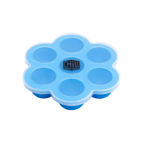 Chill Pipe Ice Cube tray accessory. Clear and blue color. 