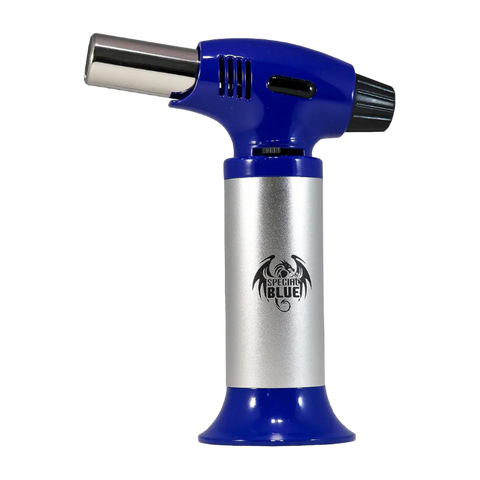 Special Blue Butane Torch. Silver and blue product.