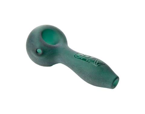 GRAV Glass Sand blasted spoon. Textured lake green color.