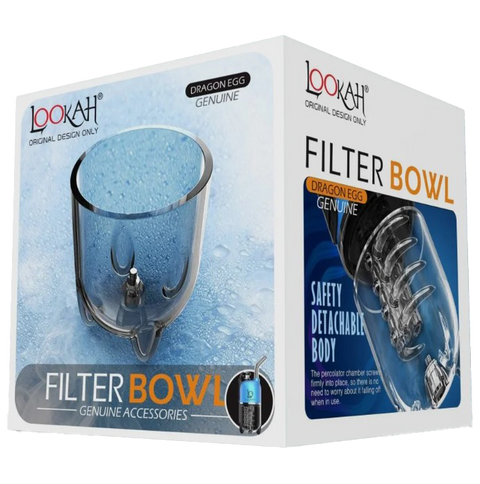 lookah dragon egg replacement filter bowl. white package showing product with graphics. 