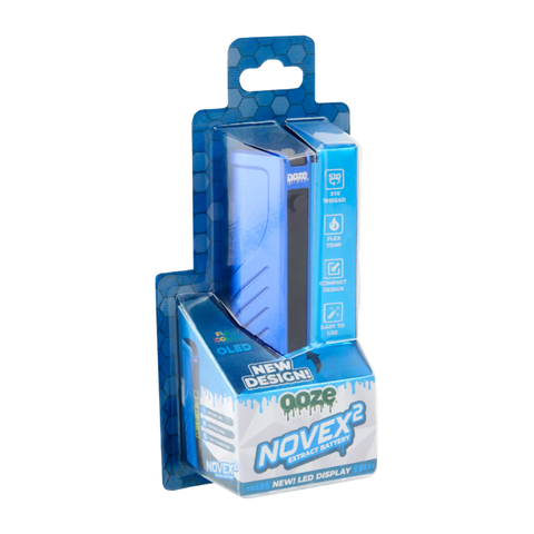 Ooze Novex 2.0 in blue, white and blue packaging 510 vape battery