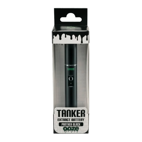 Ooze Tanker 510 vape battery in black. Black and white packaging. 