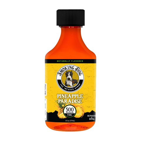 Smoking Dog Pineapple Paradise Delta-9 Syrup. 500mg per bottle yellow bottle