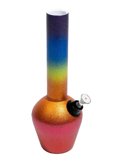 Chill Pipes Rainbow Glitter metal pipe kit with glass bowl.