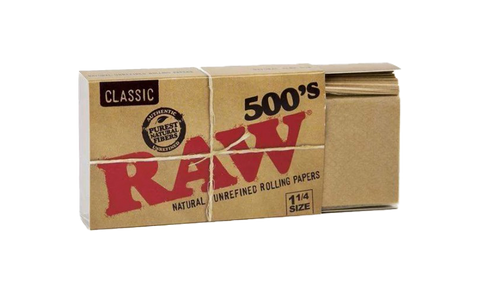 Raw Classic 500s papers. Tan package with red letters