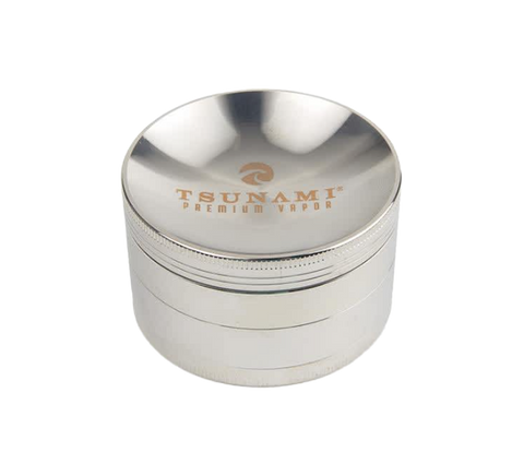 Tsunami 63mm 4 piece grinder in silver.