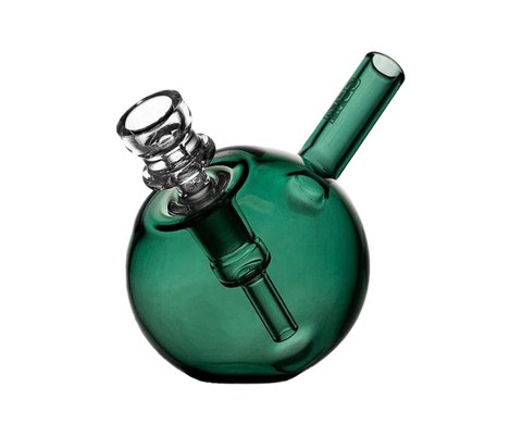 GRAV Glass spherical pocket Bubbler. translucent green color.