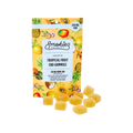 Smokiez Tropical Fruit CBD Gummies, yellow and blue package. 