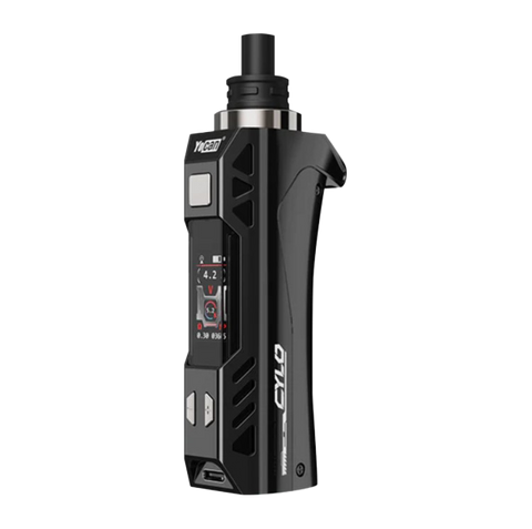 Yocan Cylo vape device in black with silver accents. 