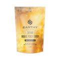 Earthly Select Organic Peach Sativa Gummies, gold color package with black lettering. 