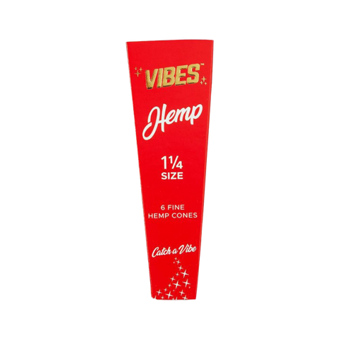 Hemp Vibes 1.25 hemp cones. 6 pack. red package with white lettering.