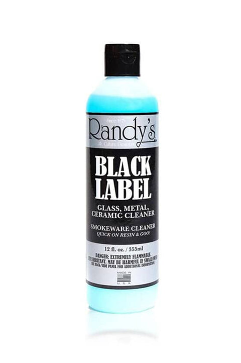 Randys, black label glass cleaner, black white and blue color