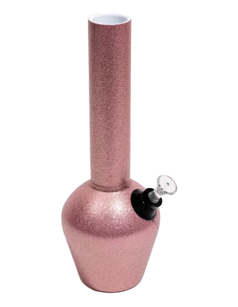 Chill Pipes Pink Glitter bomb metal pipe kit with glass bowl.