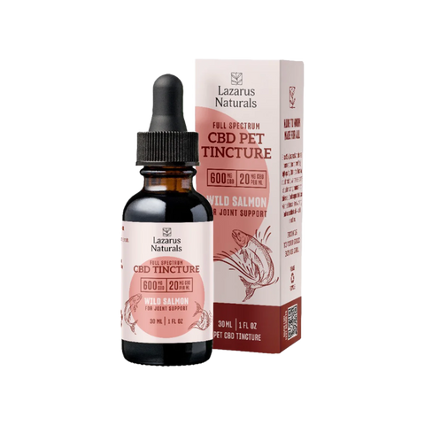 Lazarus Naturals Wild Salmon Pet Tincture. 30ml. Amber Bottle Red and white packaging.